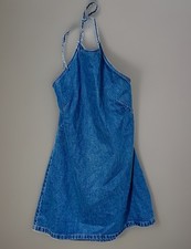 Abercrombie & Fitch Denim Halter Mini Dress Open Back Medium Wash NWT Large