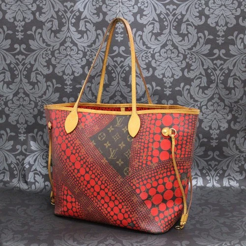 LOUIS VUITTON Monogram Neverfull MM Kusama Yayoi Red Shoulder Bag #1 Rise-on