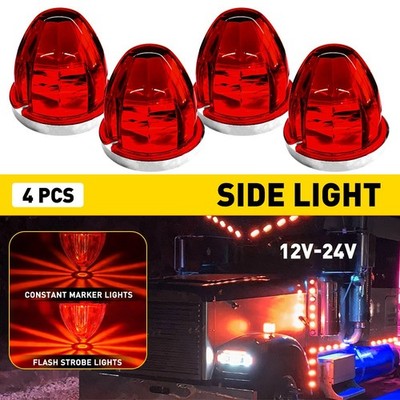4X Front Rear Fits 12V 24V Vehicles Red Lamp LED Watermelon Side Marker Light EK