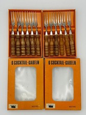 Vintage Sets Cocktail-Gabeln Holzgriff Rostfrei