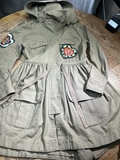 Valentino RED Belted Field Jacket Jeweled Hearts Size 40 EU Brown Cotton Rare