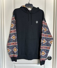 Hooey Men s Black XL Hoodie Colorful Geometric Design Sleeves Western Rodeo EUC