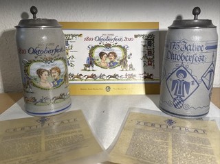 Verein Münchener Brauereien e. V. Oktoberfest Bierkrug Steingut Zinndeckel