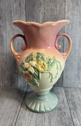 Hull Pottery Wildflower Large Vase 10.5” Vintage Pink Cream Blue C. 1940’s