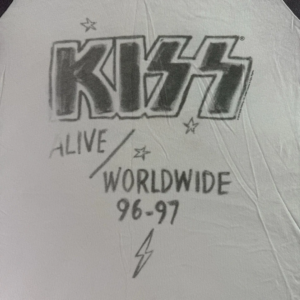 Футболка реглан Kiss Worldwide 96/97 размер XL винтажная стиль Y2K одинарный шов 2015 - Изображение 2 из 4