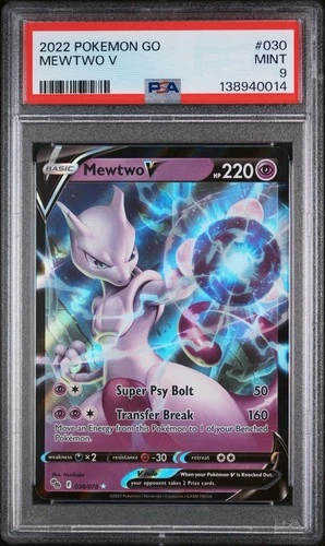 2022 MEWTWO V PSA 9 Pokemon Go #030 030/078 MINT