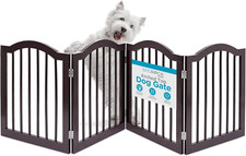Arched Top Dog Gate  4 Panel, 24" H Wooden Pet Barrier for Dogs or Cats  Frees