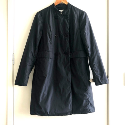ASPESI Navy Nylon Trench Coat Double Breasted Lightweight Padded Thermore M