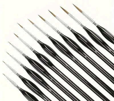 11Pcs Fine Detail Paint Brush Set Art Painting Craft Hobby Brushes