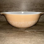 Vintage Pyrex Glass Brown/Tan 2.5 qt Woodland #443 Cinderella Mixing Bowl