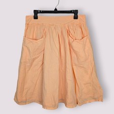 Fresh Produce Skirt Womens Large Orange Peach Pull On Cotton Pockets