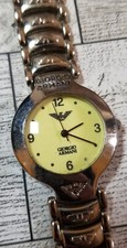 VTG Emporio Armani Ladies Quartz Watch Stainless Steel Silver Band Yellow Face