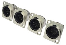 DMX XLR Panel Sockets Male 5 Pin Pack of 4, Solder Terminals