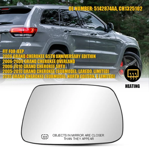 Passenger Right Side Mirror Glass Heated for Jeep Grand Cherokee 2005-2010 USA A