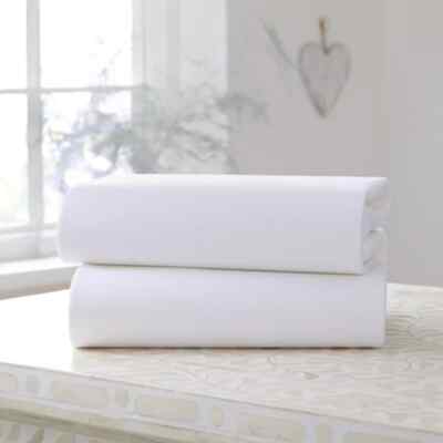 Clair de Lune 100% Cotton Fitted Sheets White Plain Cot/Cot Bed