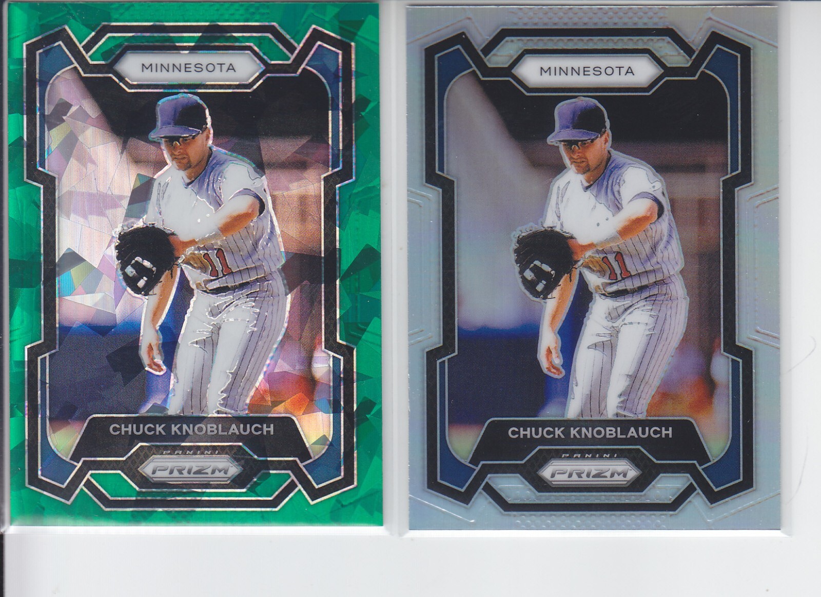 2 - 2024 Prizm CHUCK KNOBLAUCH Green Cracked Ice + Silver Prizm Twins #179