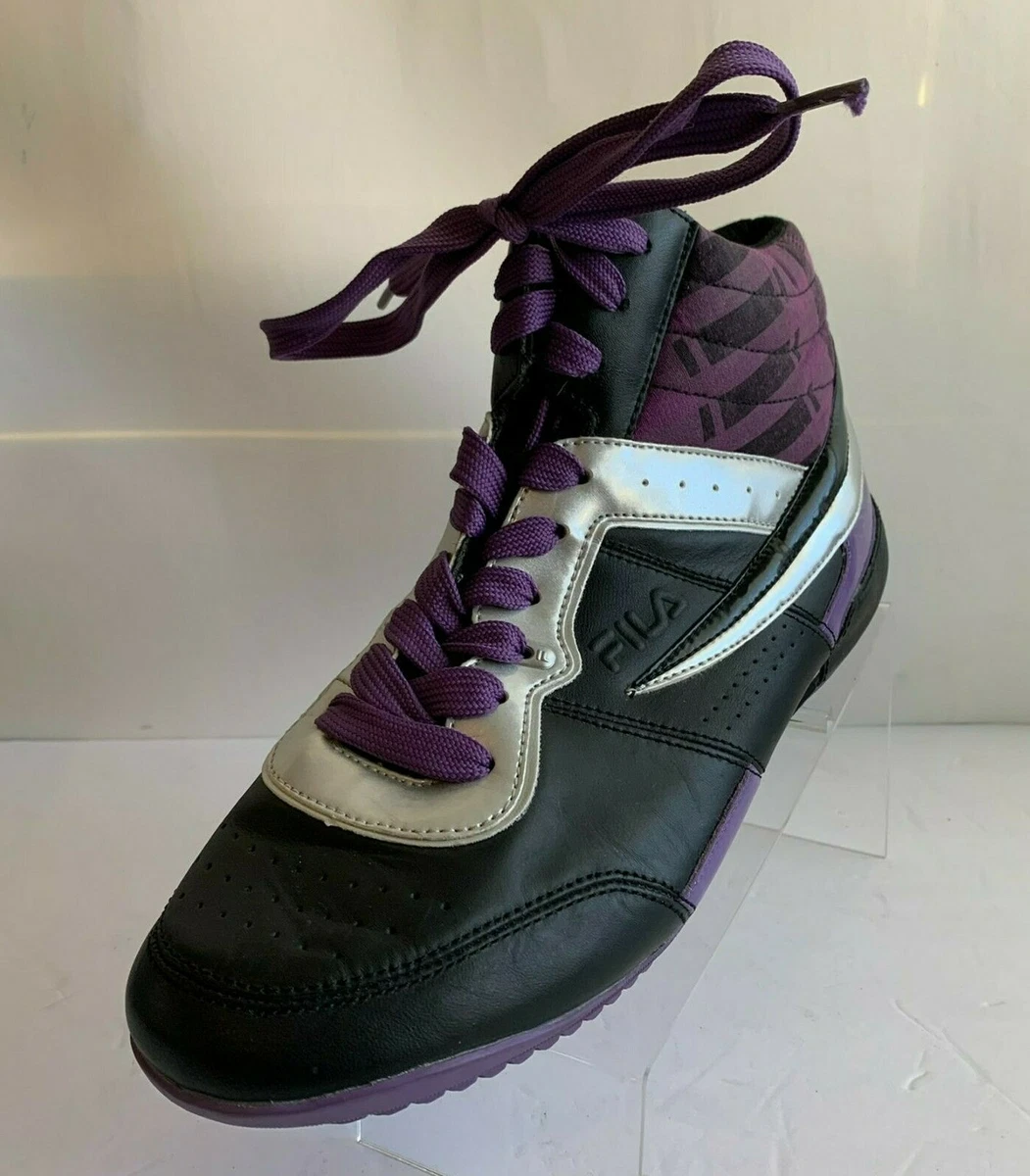 FILA Italia Vintage Black/Silver Leather Fabric High Top Size 11 | eBay