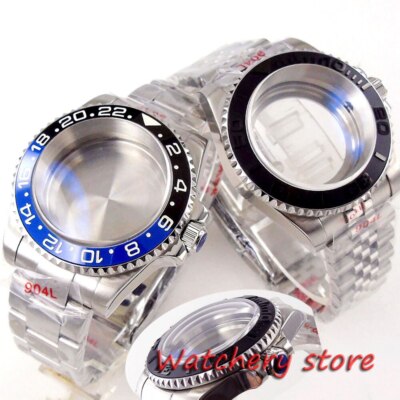 40mm 20ATM 120 Clicks Mens Watch Case Dome Blue AR sapphire crystals Black Bezel