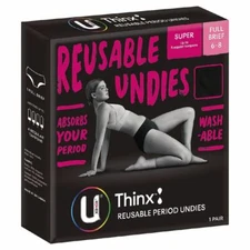 U By Kotex Thinx Reusable Period Undies Washable Full Briefs 1 Pair Size 6-8