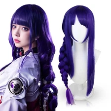 Dzanken Long Purple Braided Wigs Halloween Wigs General Thunderbolt Wigs Anime