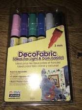 MARVY UCHIDA DecoFabric Pearl Set 3mm Markers PRIMARY - Set of 6 Retail Pack