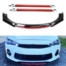 Front Bumper Lip Body Kit Splitter Spoiler Glossy Black Red For Mitsubishi Lanc