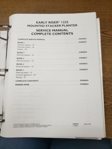 CASE IH MOUNTED STACKER PLANTER SERVICE MANUAL EARLY RISER 1235 VOL 1 47834650 - Picture 1 of 7