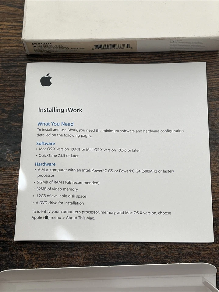 Apple iWork Software v9.0 Retail Install DVD Mac 2009 Disc MB942Z/A Collectible - Image 4 of 4