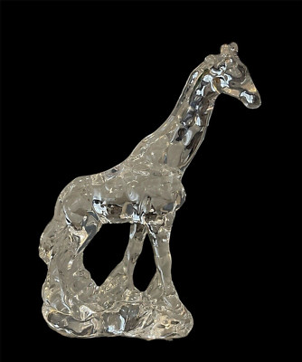 Art Glass Giraffe Figurine Clear Standing Sculpture Collectible Safari Decor