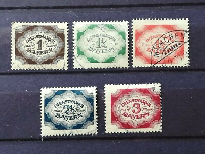 BAYERN BAYERN 1920 Regierungsdienst 5 gebrauchte Marken hoher Wert
