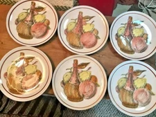 Vintage Shafford cheese board and 6 plates Wine and Fruit 