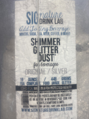 Signature Drink Lab Shimmer Glitter Dust - Original / Silver - 1 pound NEW