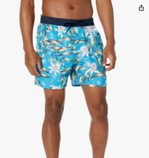 NEW Volcom Large Trunks floral Swim Volley Shorts Elastic Waist drawstring 17"