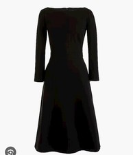 J Crew Fit and Flare Ponte Knit Dress Black Boat Neck Size 00 NWT H9330 LBD