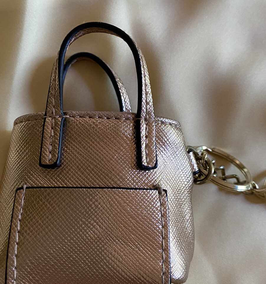 Cute Gold Faux Leather Coin Purse with Snap Closure & Keychain  