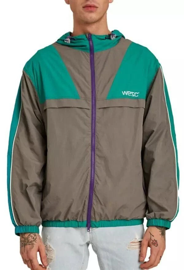 WeSC Men's Athletic Blocked Windbreaker Jacket