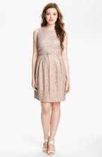 NWT! Eliza J Belted Lace Tulip Dress Taupe [SZ 6 ] #N93