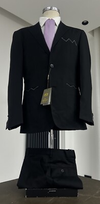 HERREN KLEID SCHWARZ FRISCH WOLLE MADE IN ITALY 46 48 50 52 54 56 58 60 D6 ZEREMONIE