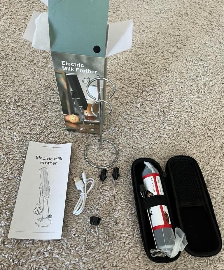 Milk Frother Handheld,3-Speed Rechargeable Coffee Foamer Drink Whisk Light Black-image