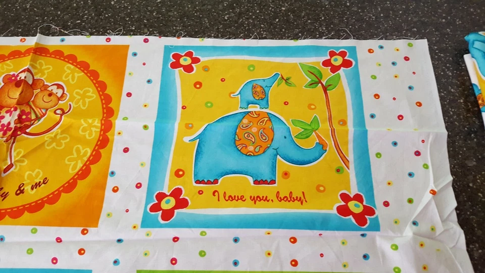 Safari Sweet Heart 23x42 Panel Diane Eichler Red Rooster Giraffe Monkey Elephant - Image 4 of 4