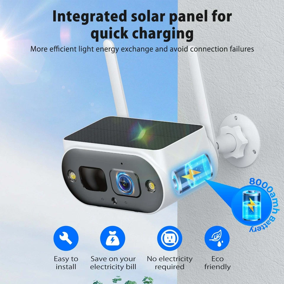 Sistema de Cámara CCTV Inalámbrica con Monitor NVR 4MP Cámaras de Seguridad Solar Exterior Foto 2 de 4