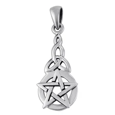 Sterling Silver Triquetra Pentacle Pentagram Pendant Celtic Knot Wicca Jewelry