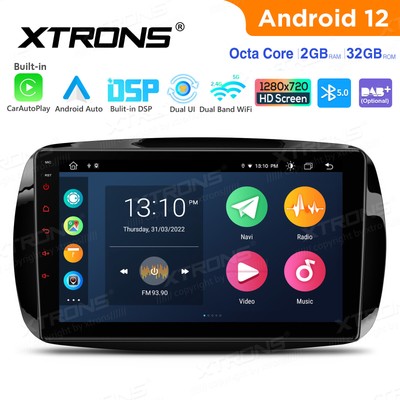 9'' Android 12 Car Stereo GPS Radio SWC BT For Mercedes-Benz Smart Fortwo 2015-18