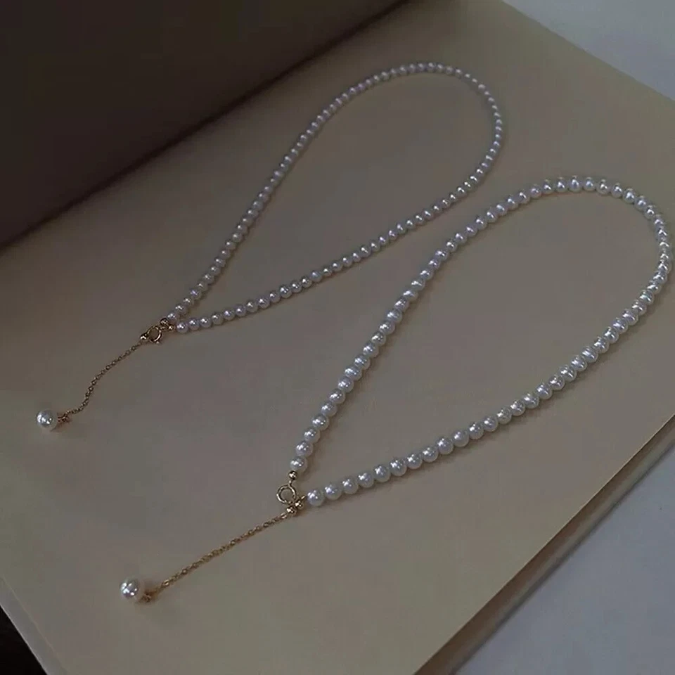 Ожерелье из чистого желтого золота 18 карат с натуральным пресноводным жемчугом красивое колье - Изображение 4 из 4