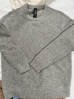 Essentials Herren Strickpullover mit Rundhalsausschnitt - Größe L - GRAU