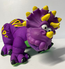 Fisher Price 16" TRICERATOPS 1999 Plastic Head Soft Body Dinosaur Roaring VIDEO