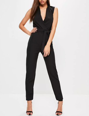 MISSGUIDED tall black sleeveless tuxedo jumpsuit (M39/6) UK
