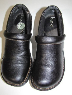 BORN BOC Shoes Closed-heel-Clog Dark-Brown Leather Slip-On Casual Comfort Wm. 7M