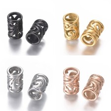 10Pcs Stainless Column European Beads Large Hole Beads Jewelry Making 10x7mm