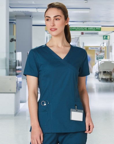 Benchmark Ladies V Neck Scrubs Top With Permanent Anti-microbial Protection New - Picture 2 of 9